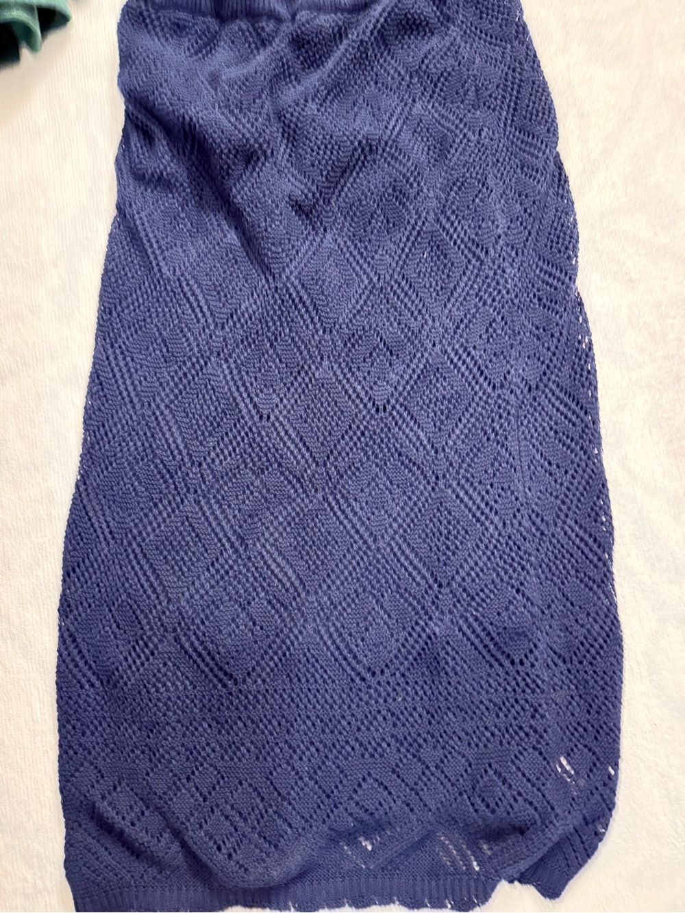 Crotchet Navy Knit Pencil Midi Skirt - Picture 2 of 4